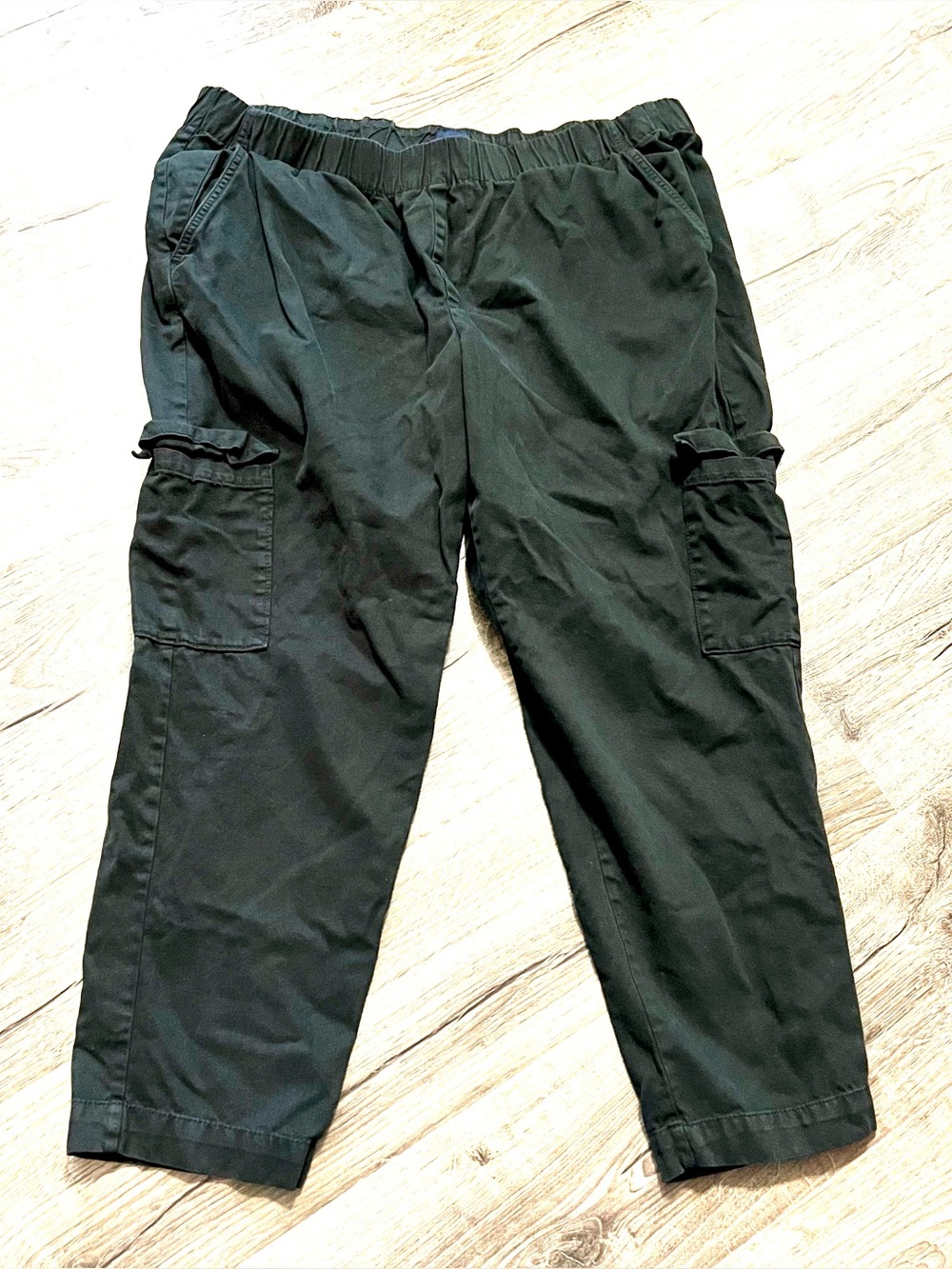 GAP Women’s Twill Cargo Pant Black Size XXL  Elastic Waistband High Rise